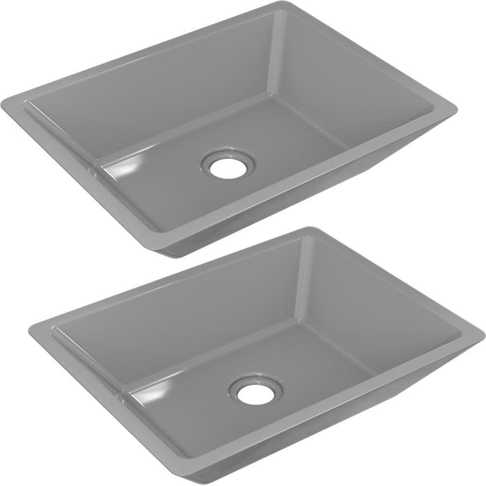 Kit 02 Cubas De Apoio Banheiro Lavabo C01 Rt45 Cinza