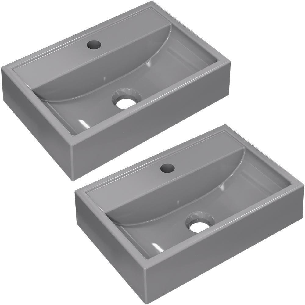 Kit 02 Cubas De Apoio Banheiro Lavabo C01 Q450 Cinza