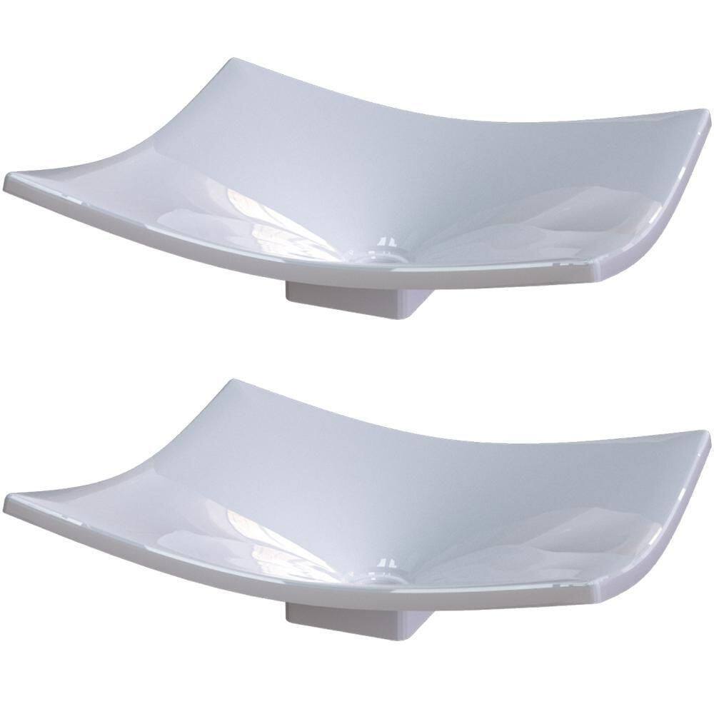 Kit 02 Cubas De Apoio Banheiro Lavabo C01 Folha F44 Branco