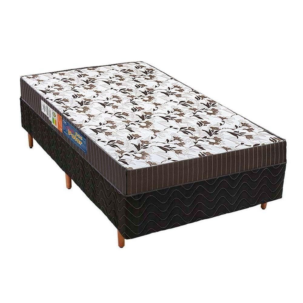 Cama Box Solteiro: Colchão Espuma D33 Polar Pérola + Base Crc Fantasy Black(88X188)