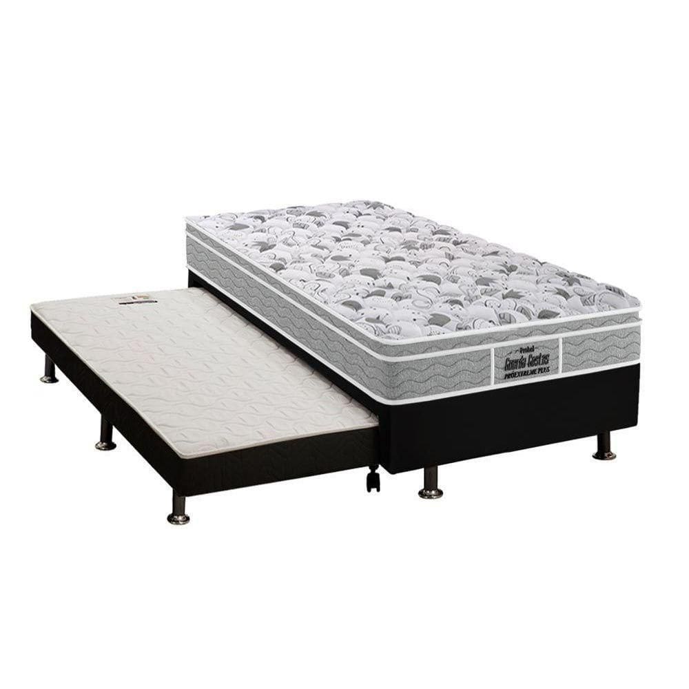 Cama Box C/Auxiliar Solteiro Colchão Ortopédico Probel D45/ Ep Plus+Base Black(88X188)