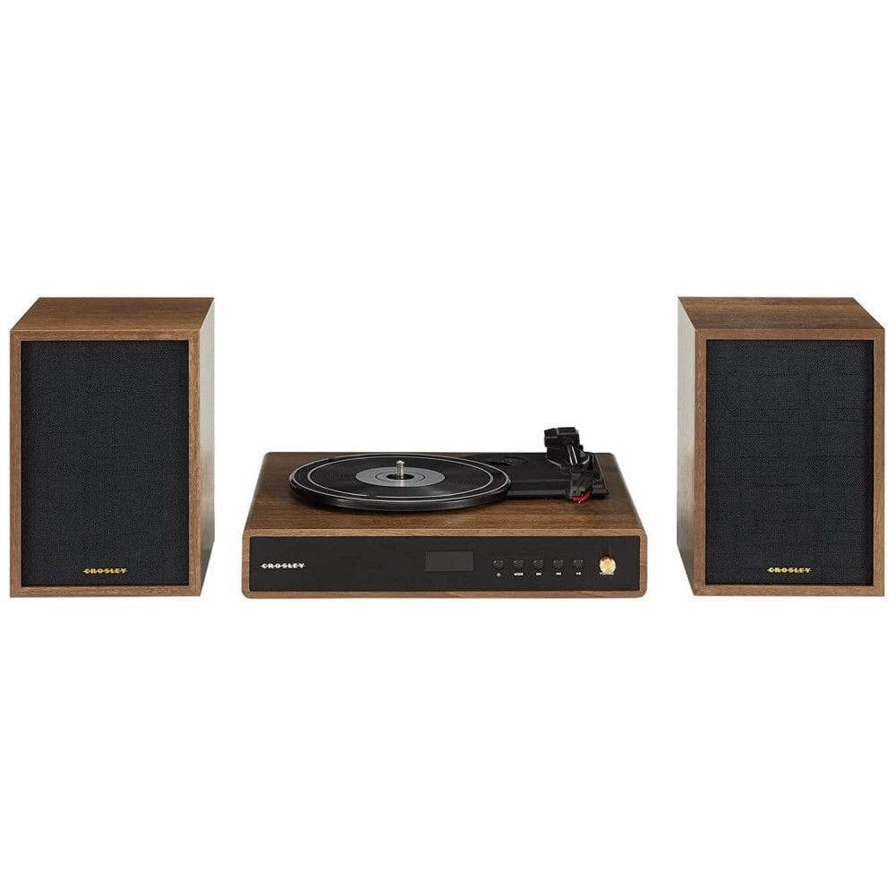 Toca-discos Crosley CR7019A-WA Alto 3Speed com Bluetooth, Rádio FM e Caixas de Som Estéreo Correspondentes, Nogueira