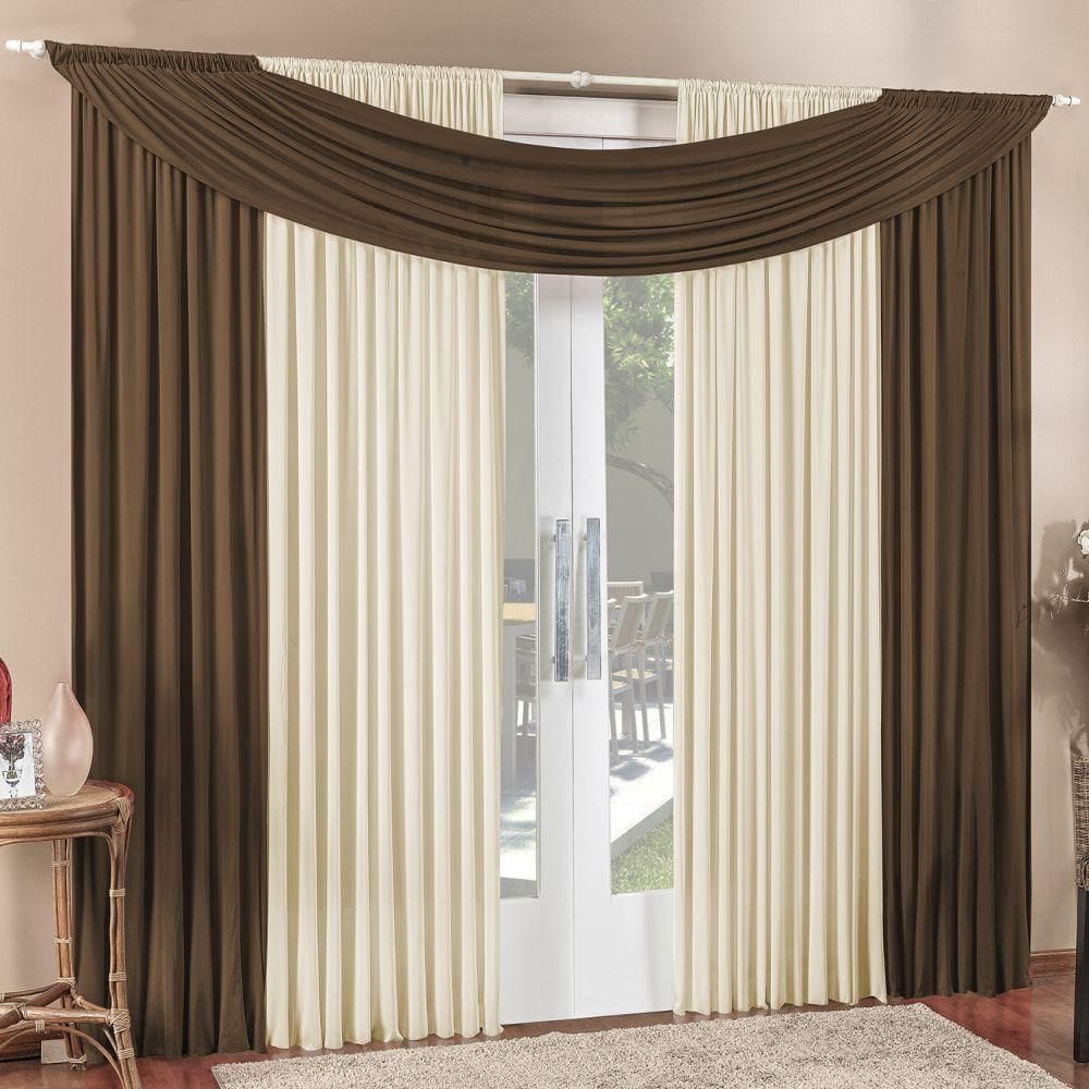 Cortina Tendência 2,00m X 1,70m Para Varão Em Malha Sala Quarto - Tabaco