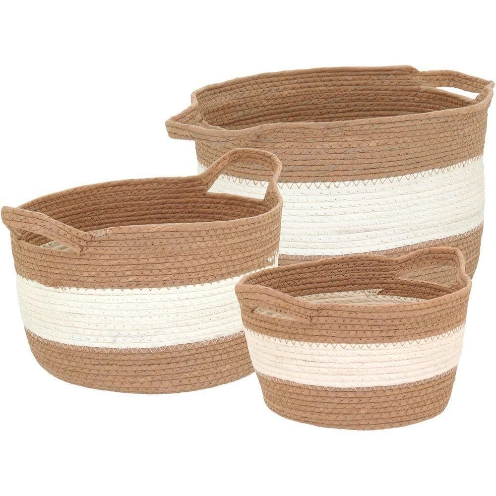 Bangli Cesta Fibra Bege 3Pç