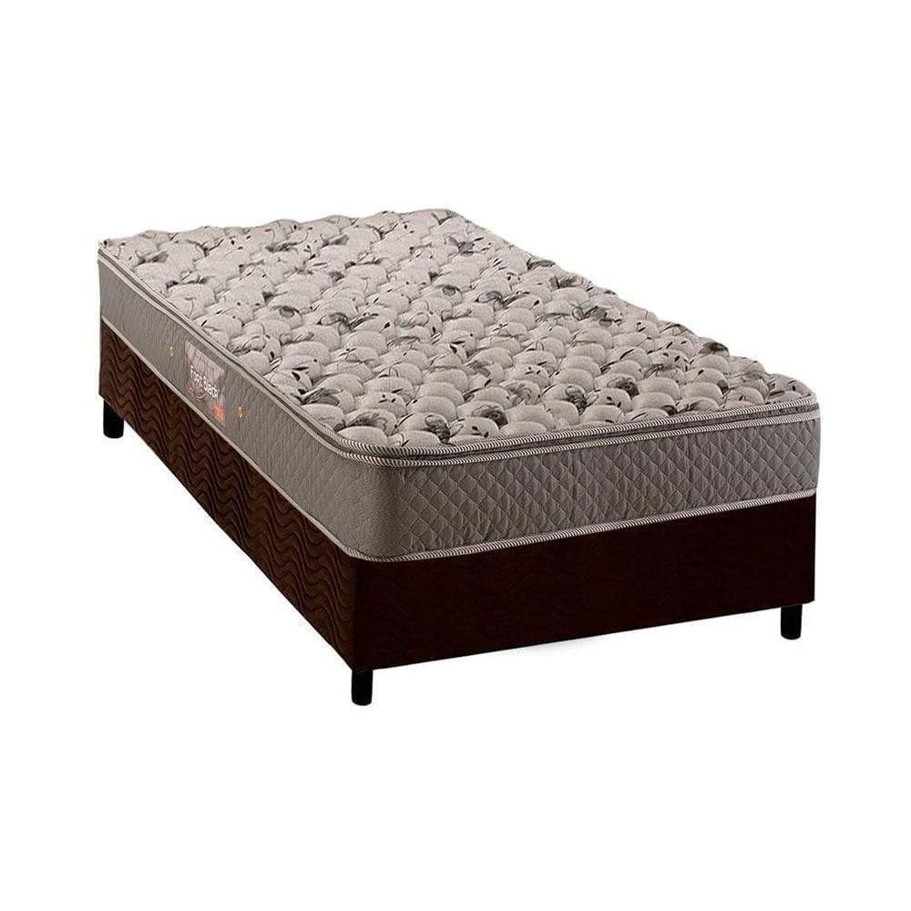 Cama Box Solteiro: Colchão Ortopédico Herval Ag65 Fort + Base Crc Suede Brown(88x188)