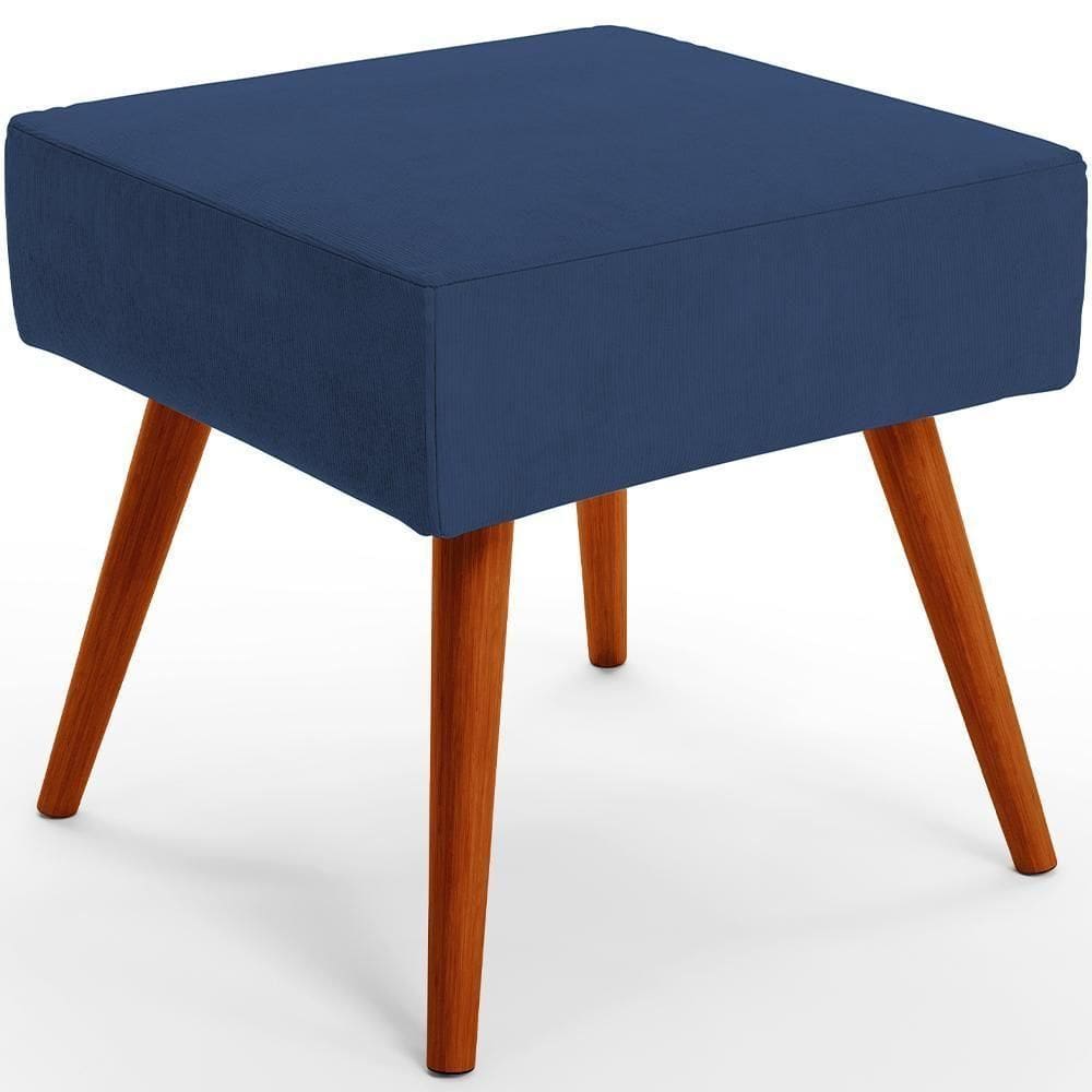 Puff Banqueta Decorativa Com Pés Palito Suede Azul Marinho