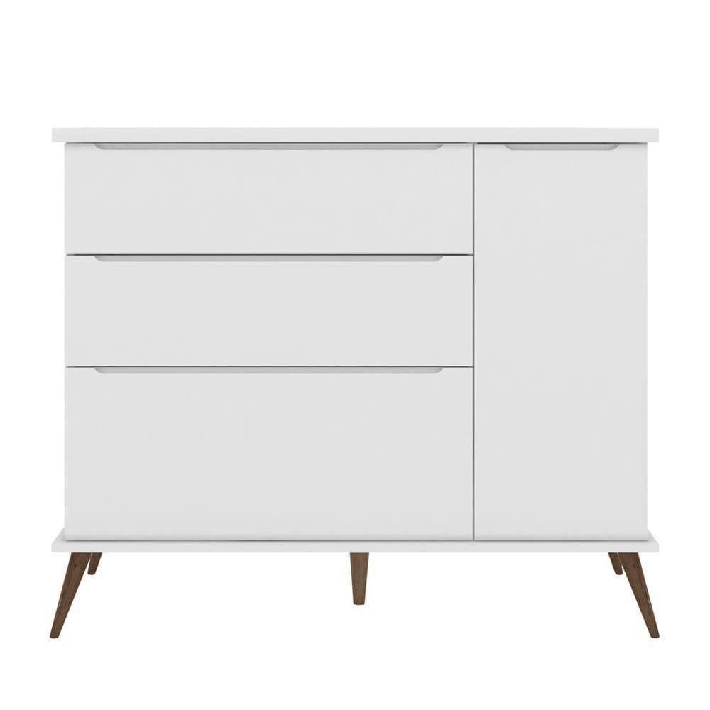 Cômoda Infantil Com 1 Portas E 3 Gavetas Melinda Cor Branco Phoenix Baby