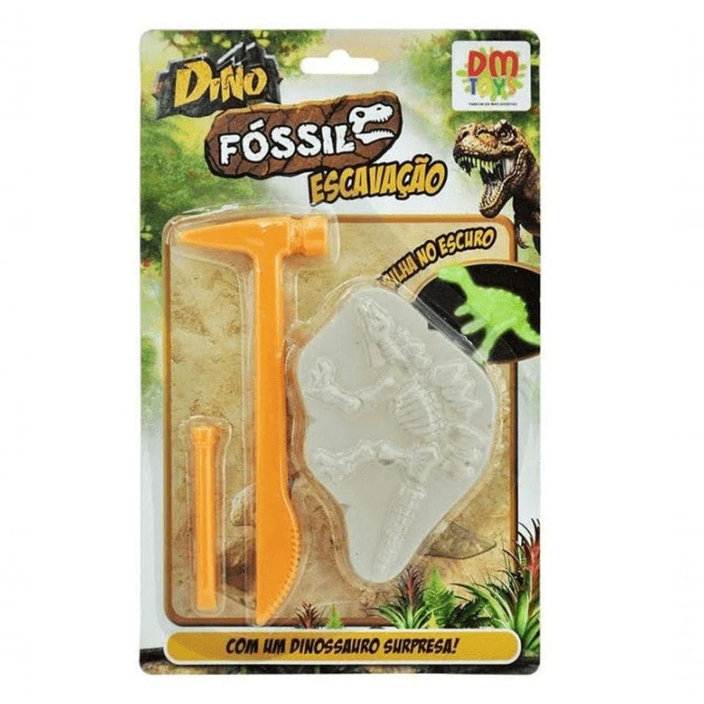 Dinossauro Surpresa - Dino Fóssil Escavação - Brilha No Escuro - Dm Toys