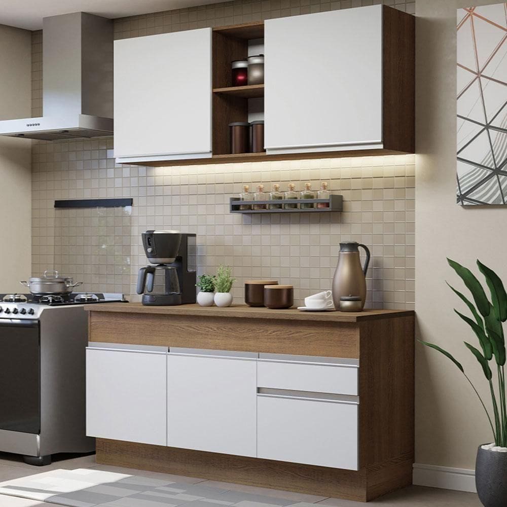 Cozinha Compacta 150001 Com Armário E Balcão Rustic/branco