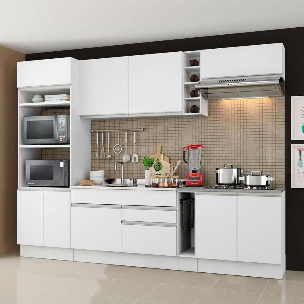 Cozinha Completa Vicenza Branco Armário Balcão Madesa