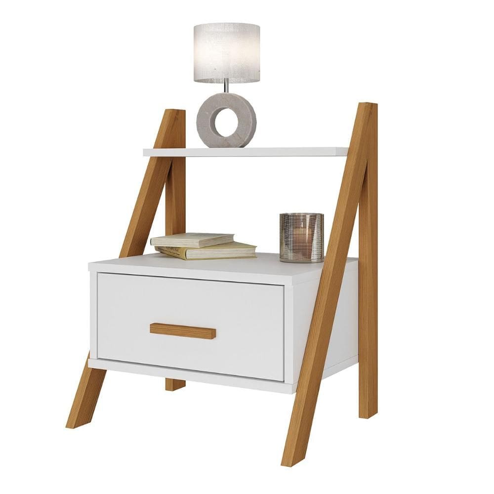 Mesa de Cabeceira Anatelli Oliart 1 Gaveta Prateleira Branco