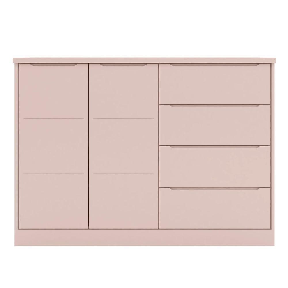 Cômoda Infantil Com 2 Portas E 4 Gavetas Pérola Cor Rose Phoenix Baby