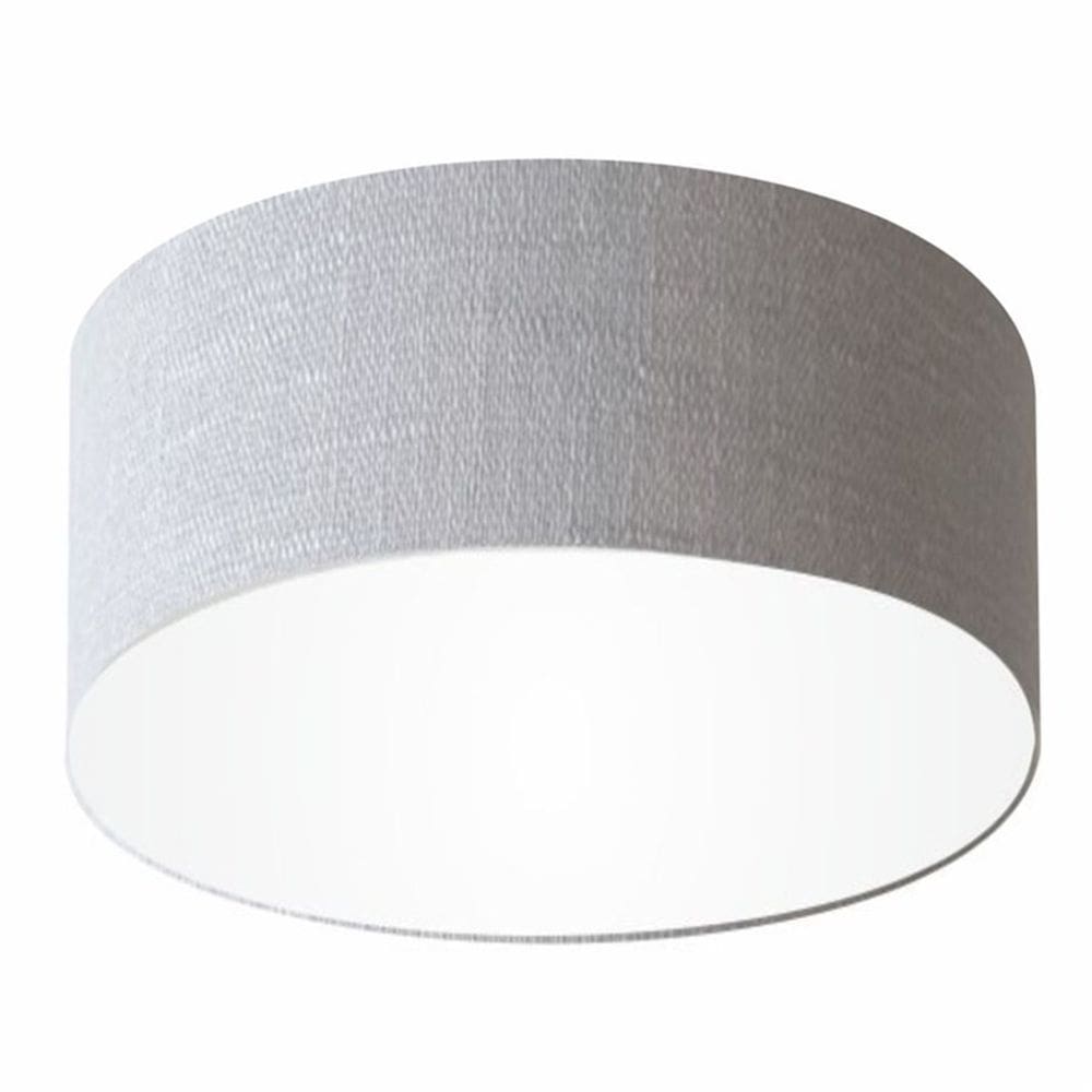 Plafon Cilíndrico Md-3013 Cúpula em Tecido 60x21cm Rustico Cinza - Bivolt
