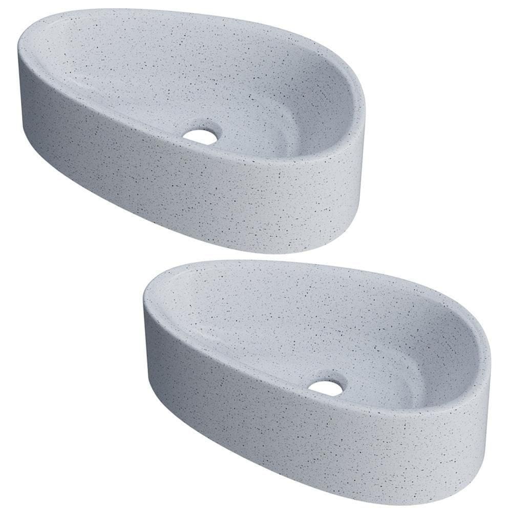 Kit 02 Cubas De Apoio Gota Para Banheiro Lavabo C01 Bg43w Branco Granit Matte - Lyam