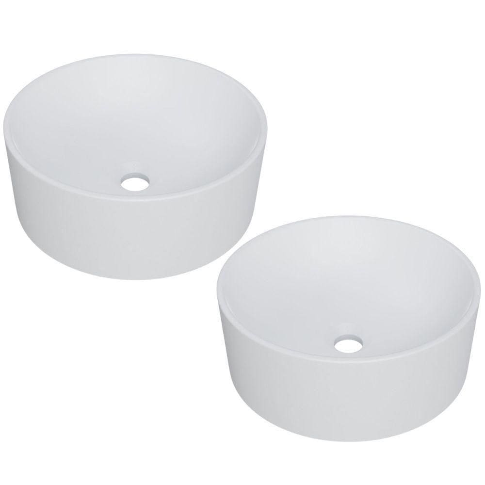 Kit 02 Cubas De Apoio Redonda Para Banheiro Lavabo C01 Bl34w Branca Matte Fosca - Lyam