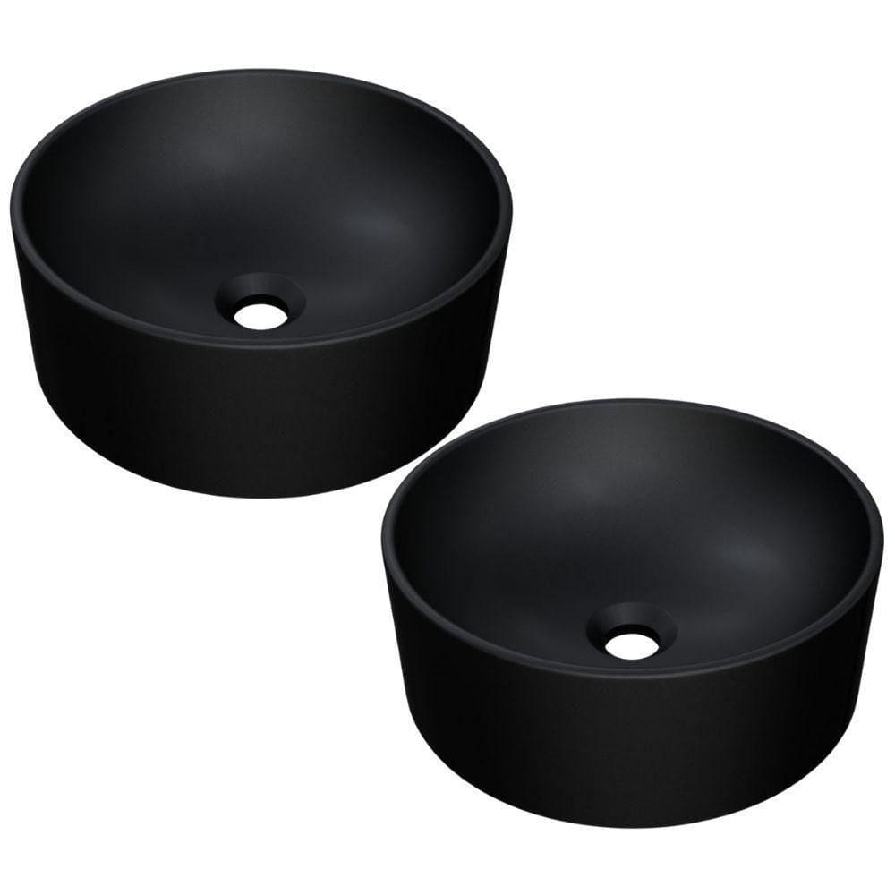 Kit 02 Cubas De Apoio Redonda Para Banheiro Lavabo C01 Bl34w Preto Matte Fosca - Lyam