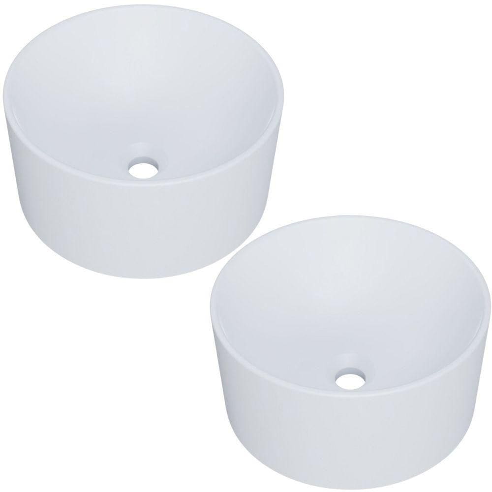 Kit 02 Cubas De Apoio Redonda Para Banheiro Lavabo C01 Bl30w Branca Matte Fosca - Lyam