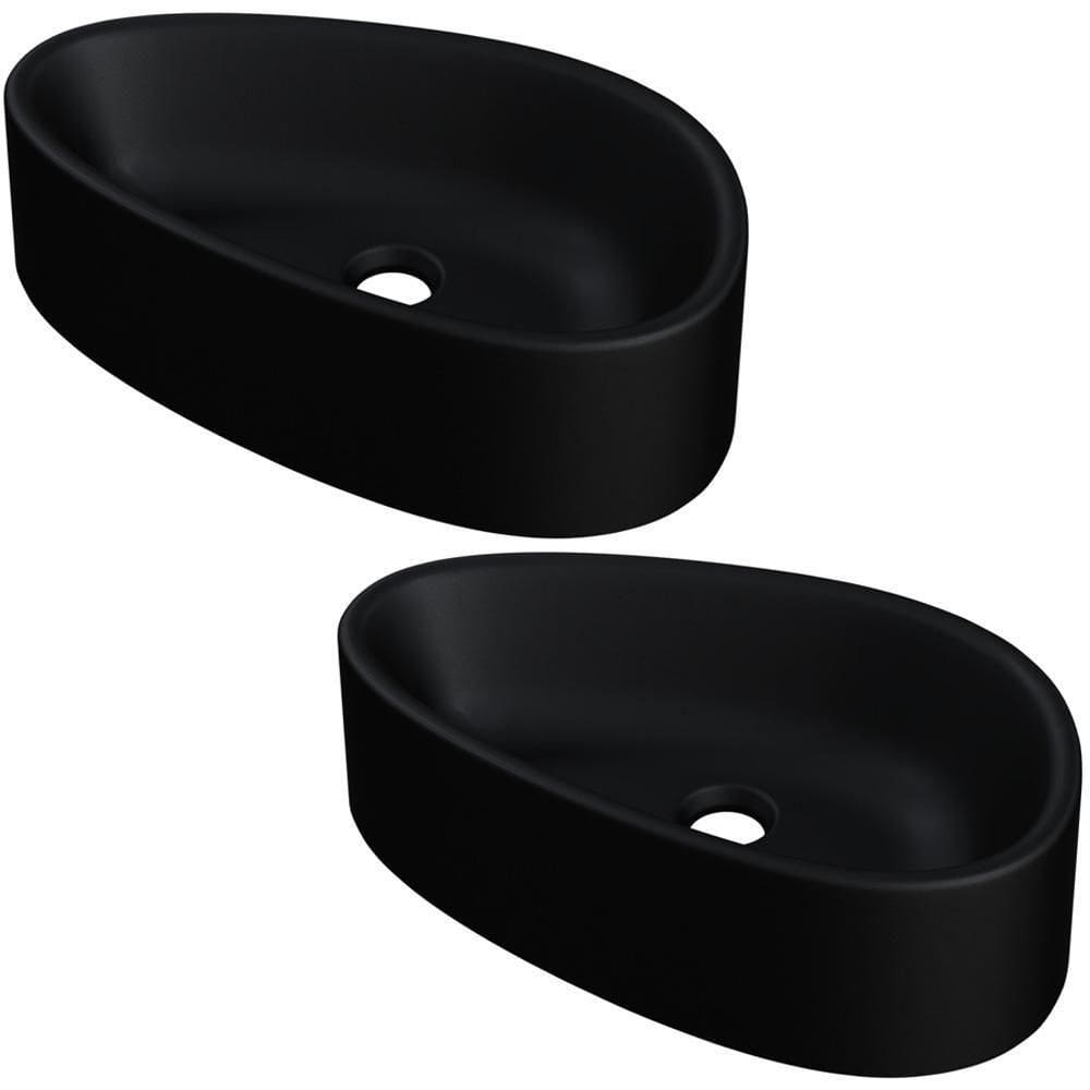 Kit 02 Cubas De Apoio Gota Para Banheiro Lavabo C01 Bg43w Preto Matte Fosca - Lyam