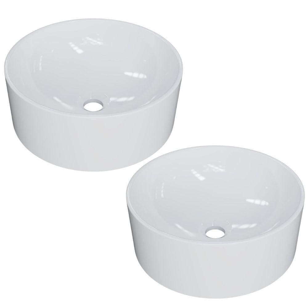 Kit 02 Cubas De Apoio Redonda Para Banheiro Lavabo C01 Bl34w Branco - Lyam