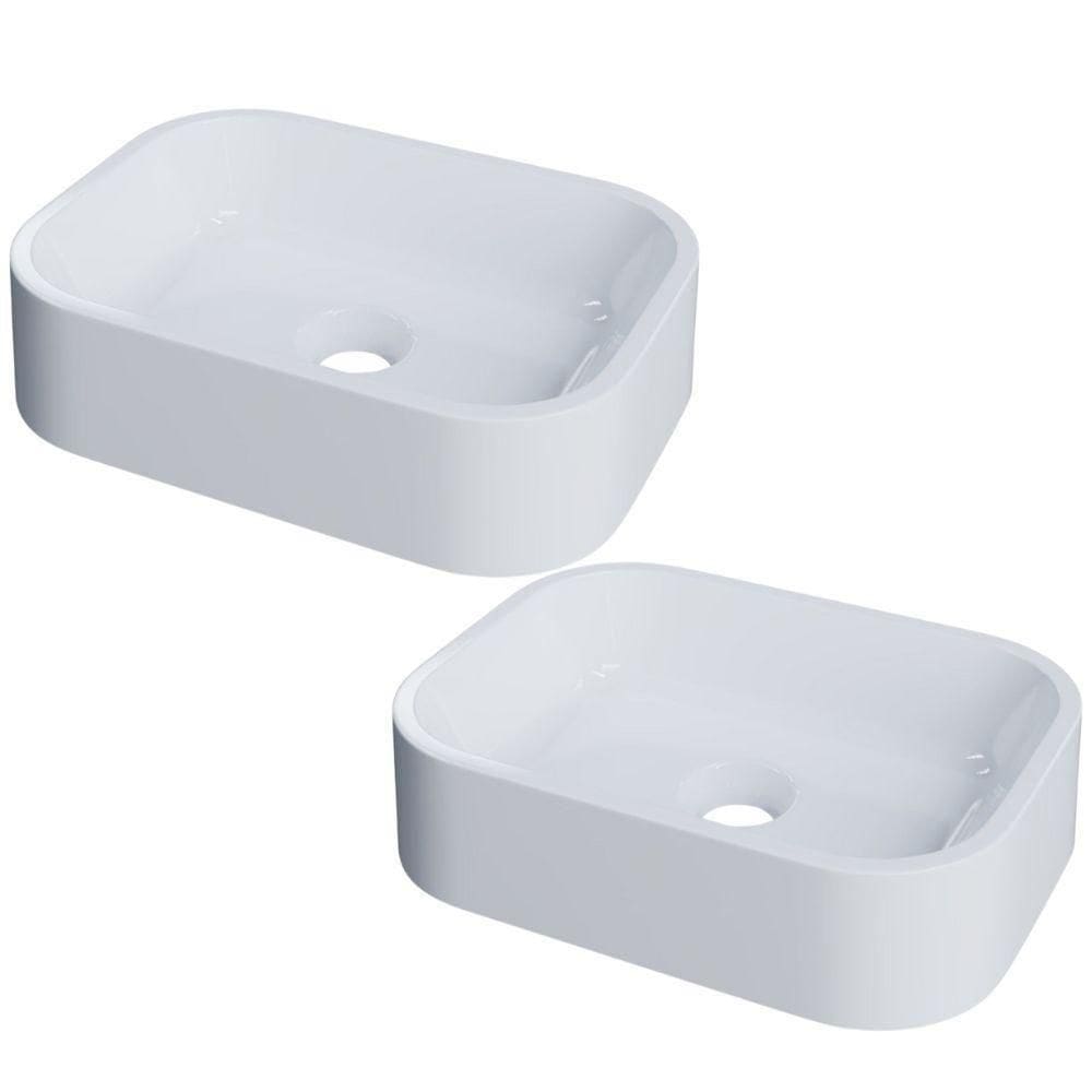 Kit 02 Cubas De Apoio Retangular Para Banheiro Lavabo C01 Br37w Branco - Lyam