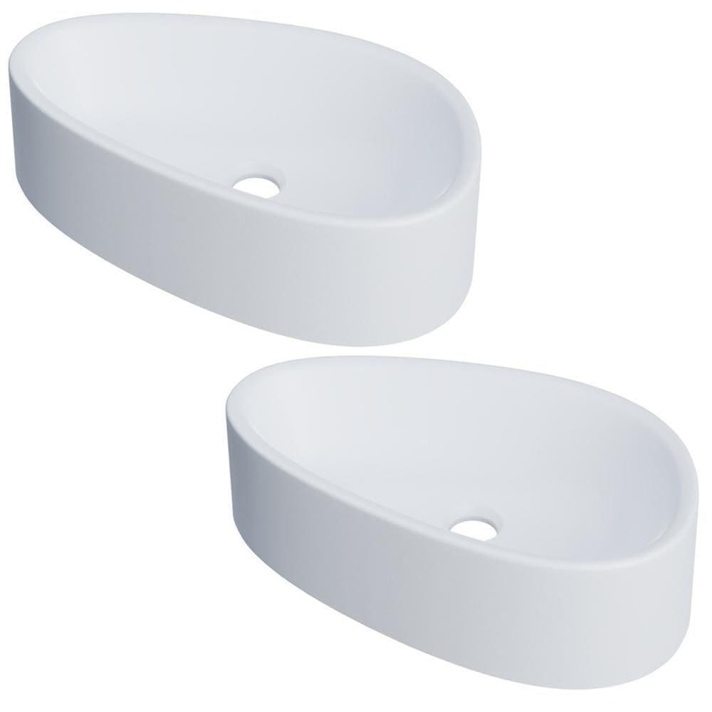 Kit 02 Cubas De Apoio Gota Para Banheiro Lavabo C01 Bg43w Branca Matte Fosca - Lyam