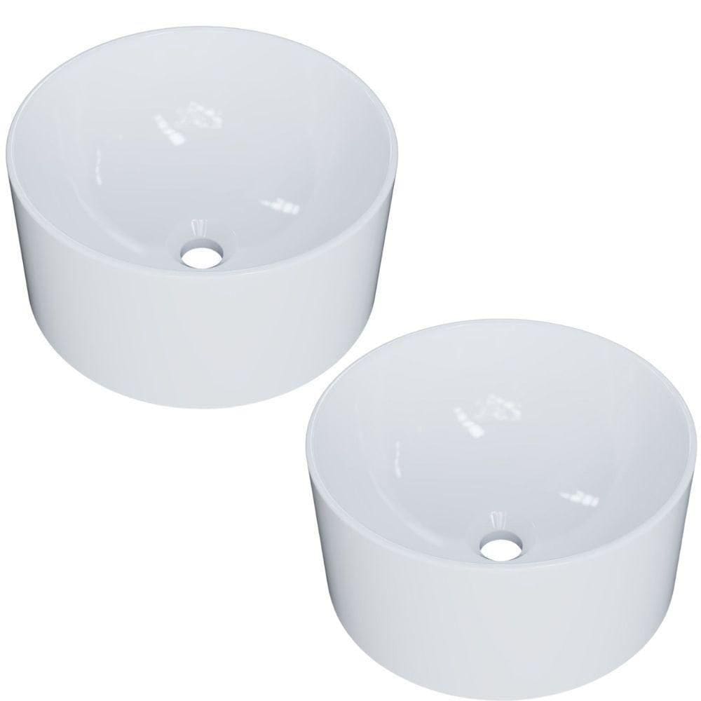 Kit 02 Cubas De Apoio Redonda Para Banheiro Lavabo C01 Bl30w Branco - Lyam