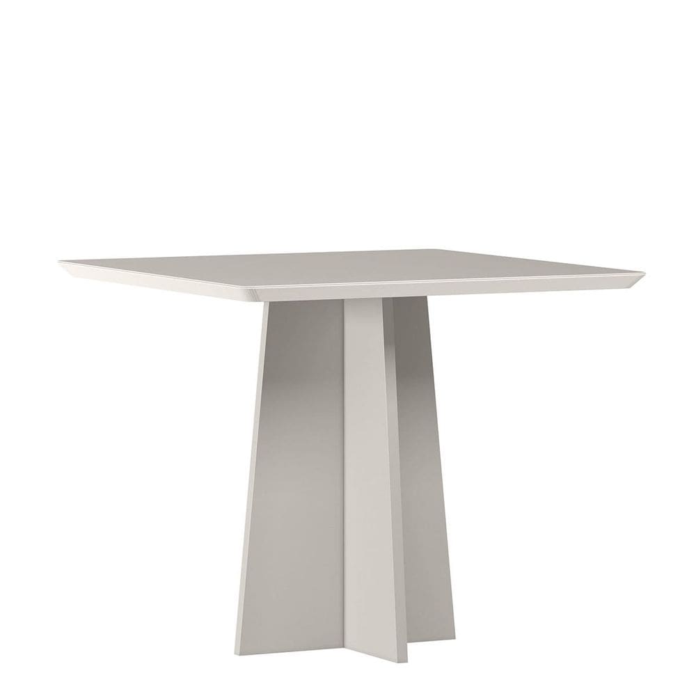 Mesa Jantar Quadrada 90 x 90 Com Vidro 3mm Julia Sem Cadeiras - Off White - ÉdeCasaMóveis