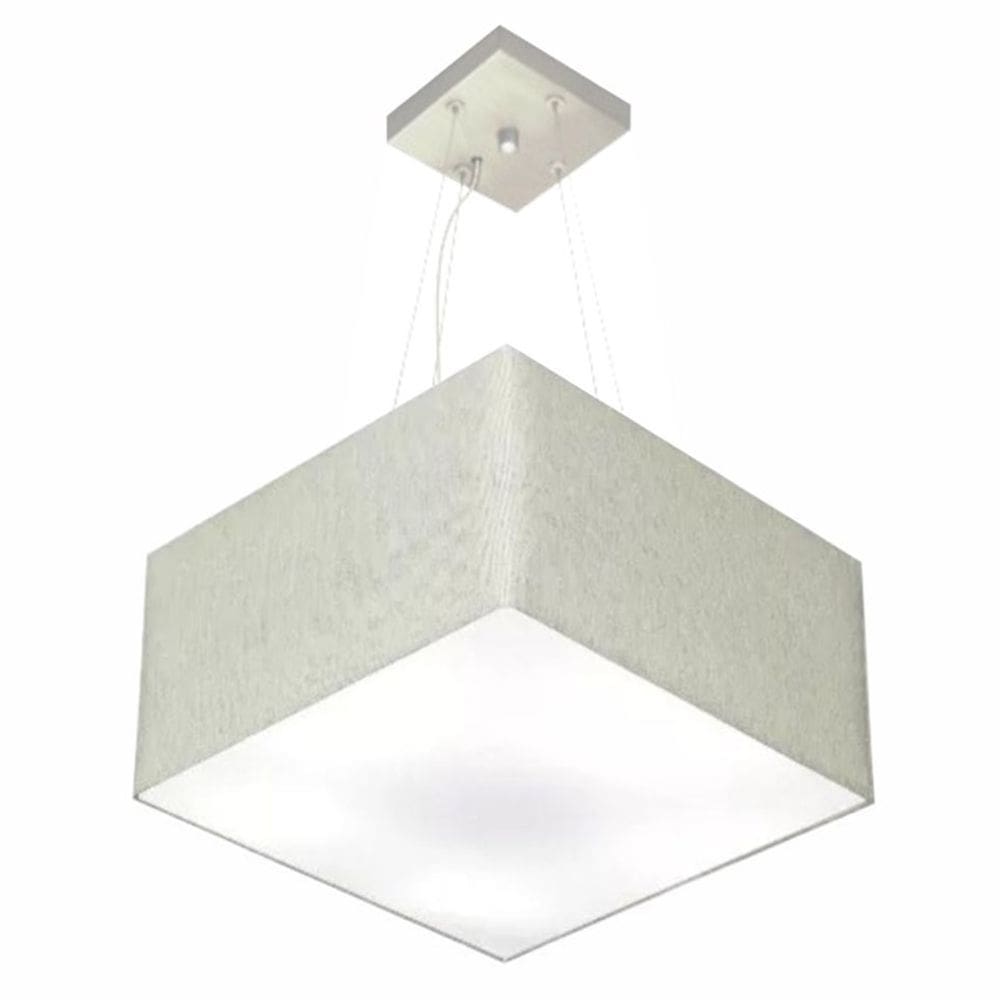 Lustre Pendente Quadrado Md-4195 Cúpula em Tecido 25/40x40cm Rustico Cinza - Bivolt