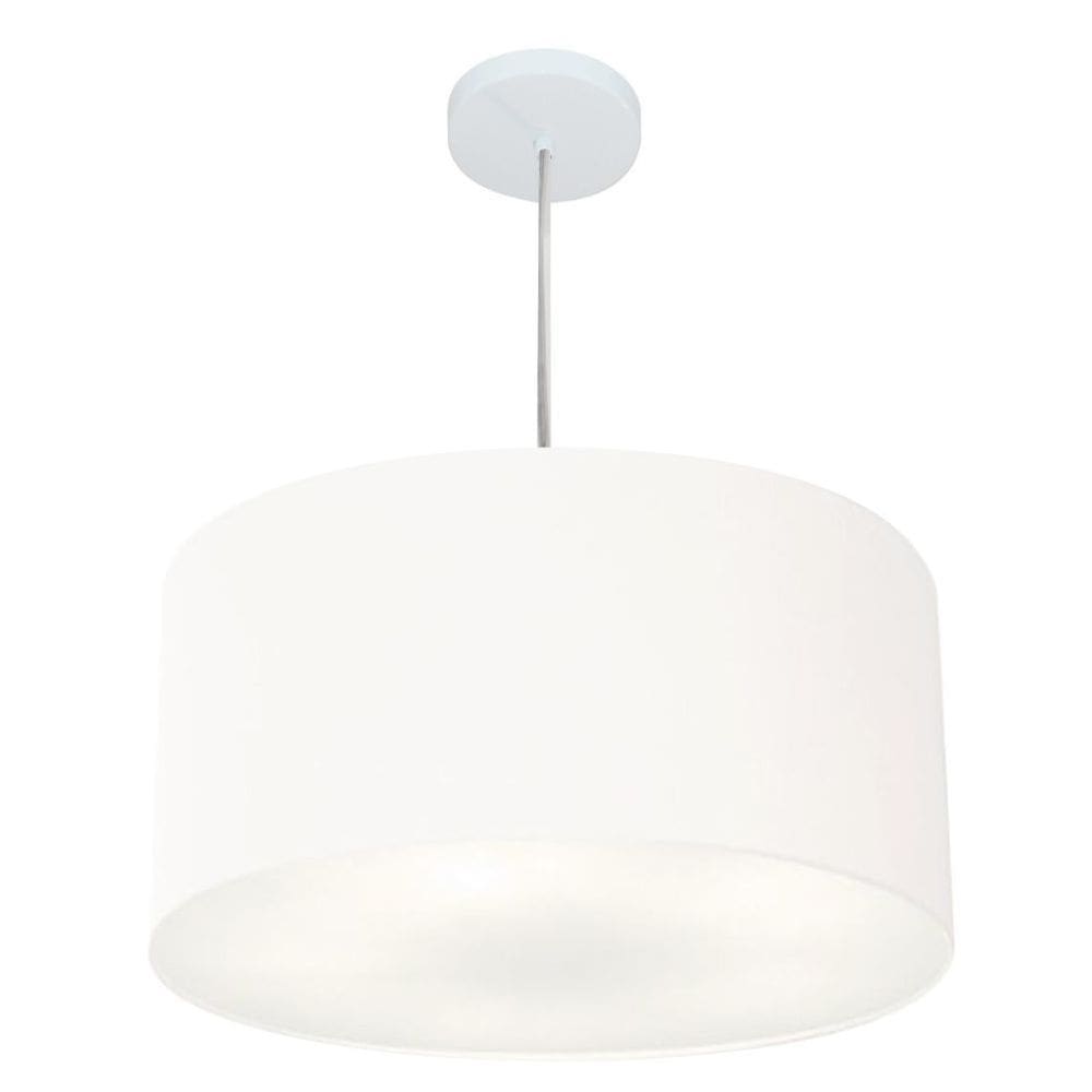 Lustre Pendente Cilíndrico Md-4213 Cúpula em Tecido 50x30cm Branco - Bivolt