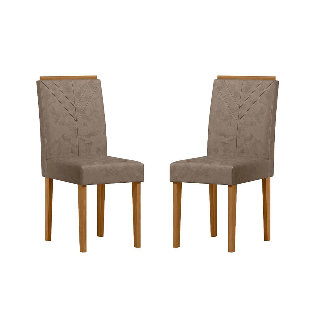 Kit 02 Cadeiras para Mesa de Jantar Estofada Ruby Luxo - Ype - Camursa Marrom - ÉdeCasaMóveis