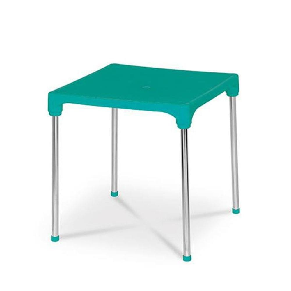 Mesa Quadrada Desmontável 70X70X72Cm Cromo Colors Turquesa
