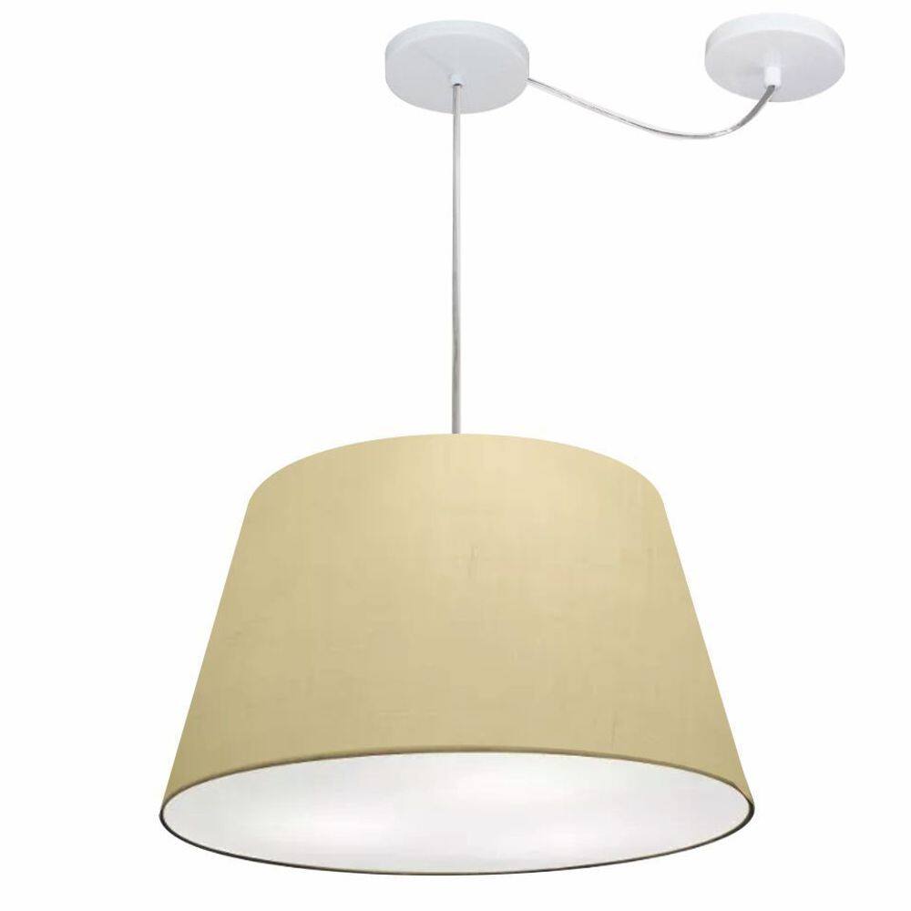 Lustre Pendente Cone Com Desvio Md-4279 CúpulaTec 21/30x40cm Algodão Crú - Bivolt