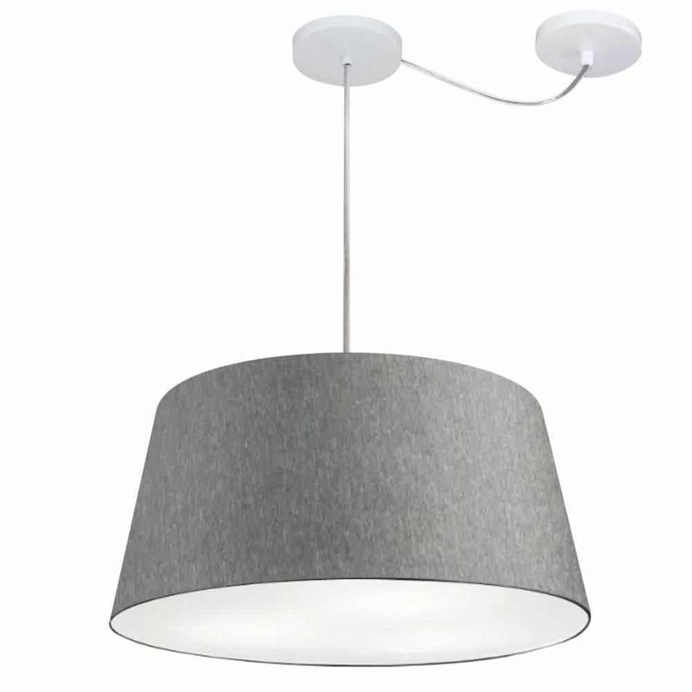 Lustre Pendente Cone Com Desvio Md-4282 Cúpula 21/40x50cm Rustico Cinza - Bivolt