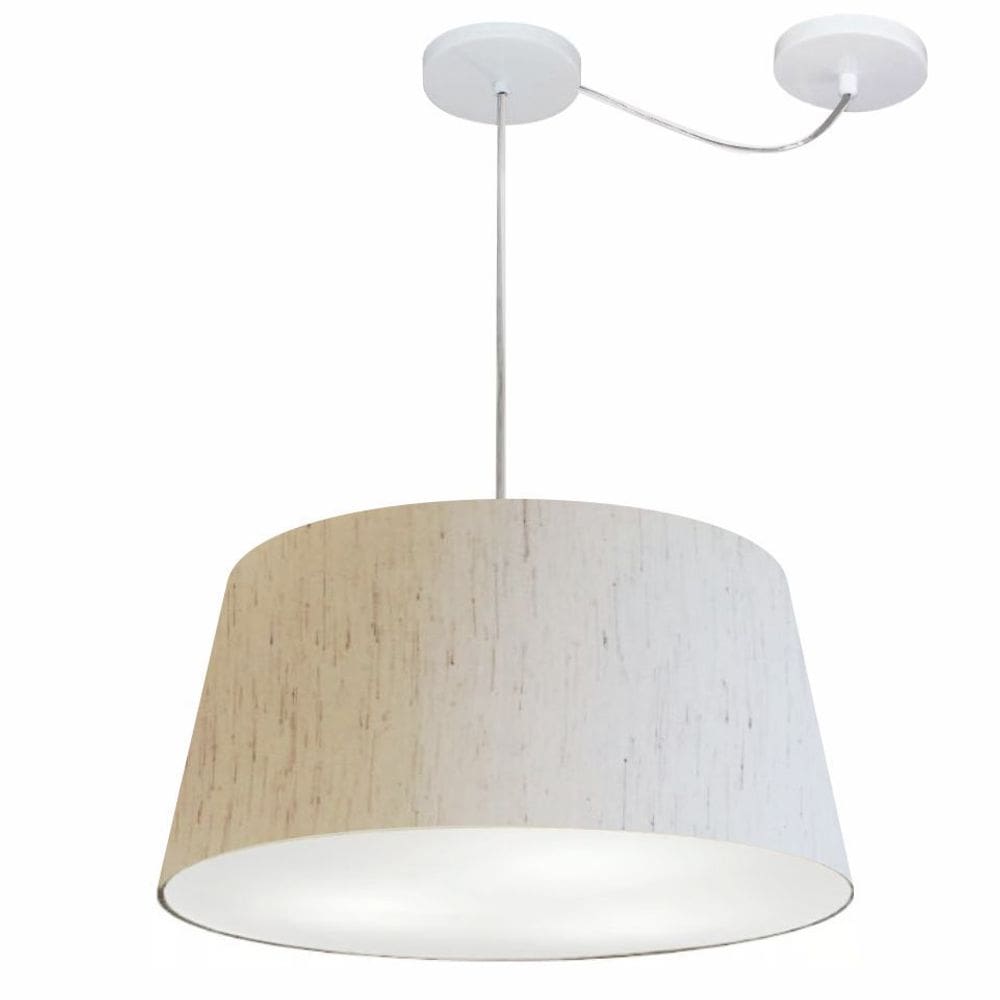 Lustre Pendente Cone Com Desvio Md-4282 Cúpula 21/40x50cm Linho Bege - Bivolt