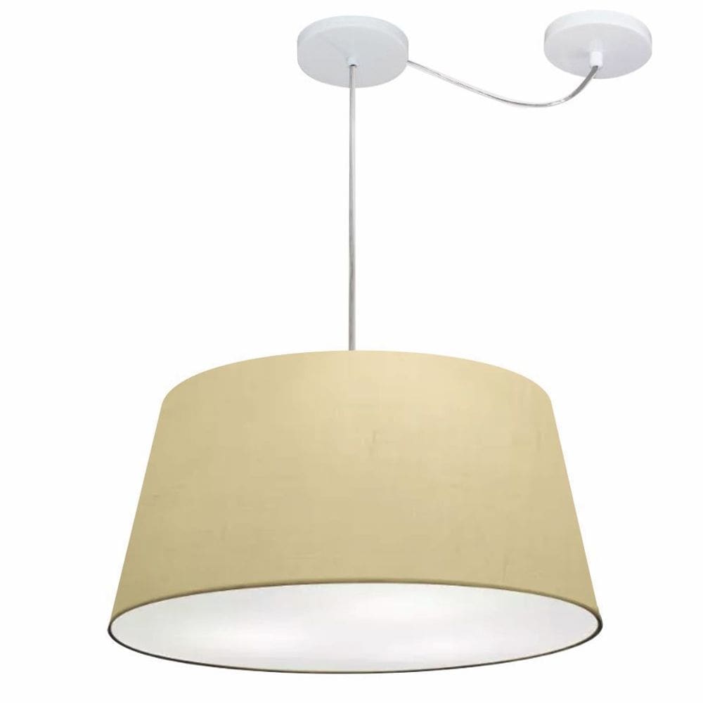 Lustre Pendente Cone Com Desvio Md-4282 Cúpula 21/40x50cm Algodão Crú - Bivolt