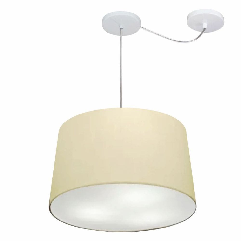 Lustre Pendente Cone Com Desvio Md-4281 Cúpula30/40x45cm Algodão Crú - Bivolt