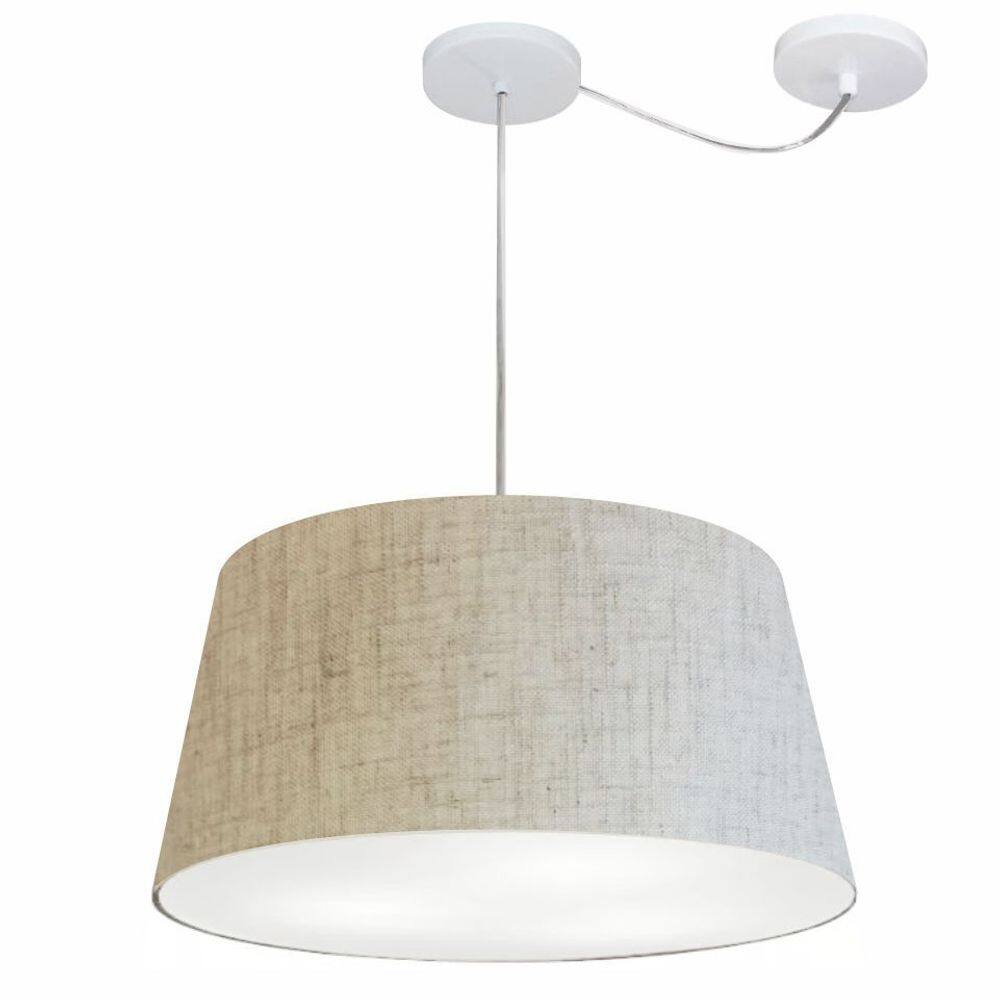 Lustre Pendente Cone Com Desvio Md-4282 Cúpula 21/40x50cm Rustico Bege - Bivolt
