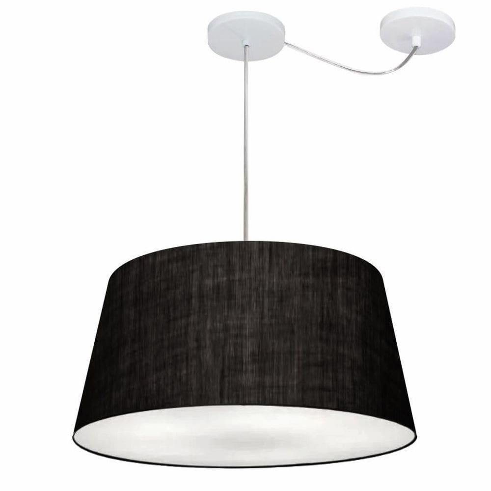 Lustre Pendente Cone Com Desvio Md-4282 Cúpula 21/40x50cm Preto - Bivolt
