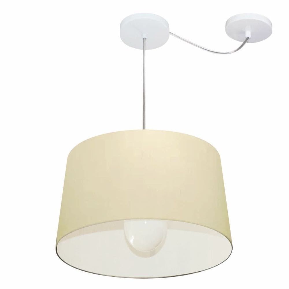 Lustre Pendente Cone Com Desvio Md-4275 Cúpula30/40x45cm Algodão Crú - Bivolt