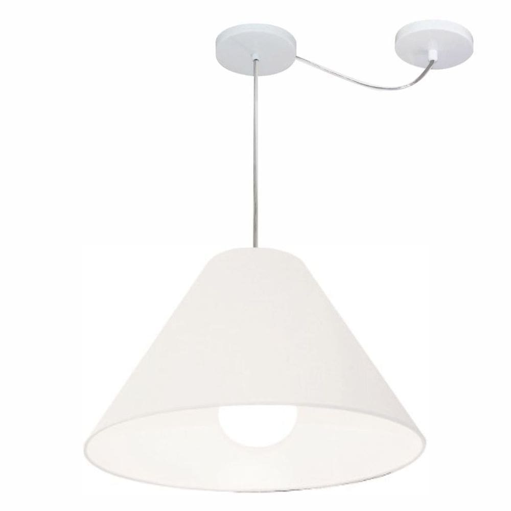 Lustre Pendente Cone Com Desvio Md-4272 Cúpula Tec 25/15x40cm Branco - Bivolt