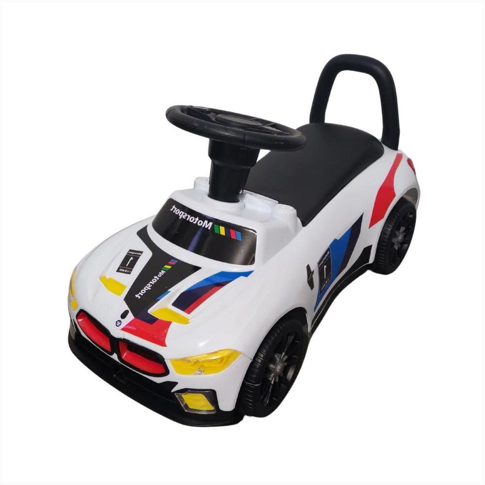 Carrinho Branco Criança Passeio Musical Infantil Farol Led