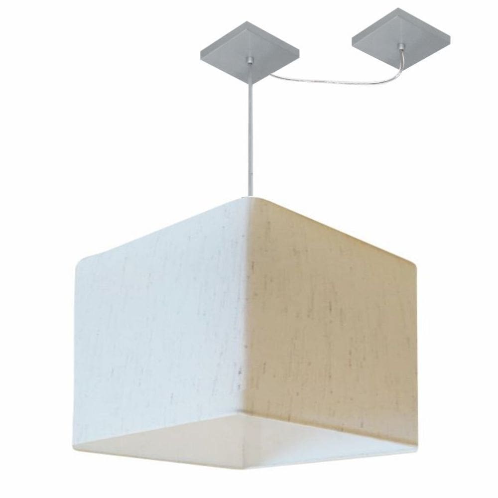 Lustre Pendente Quad C/ Desvio Md-4269 Cúpula em Tecido 30/40x40cm Linho Bege - Bivolt