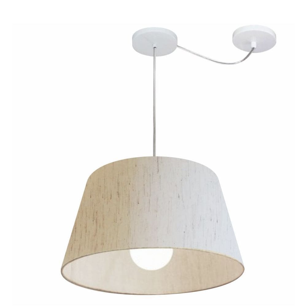 Lustre Pendente Cone Com Desvio Md-4273 CúpulaTec 21/30x40cm Linho Bege - Bivolt