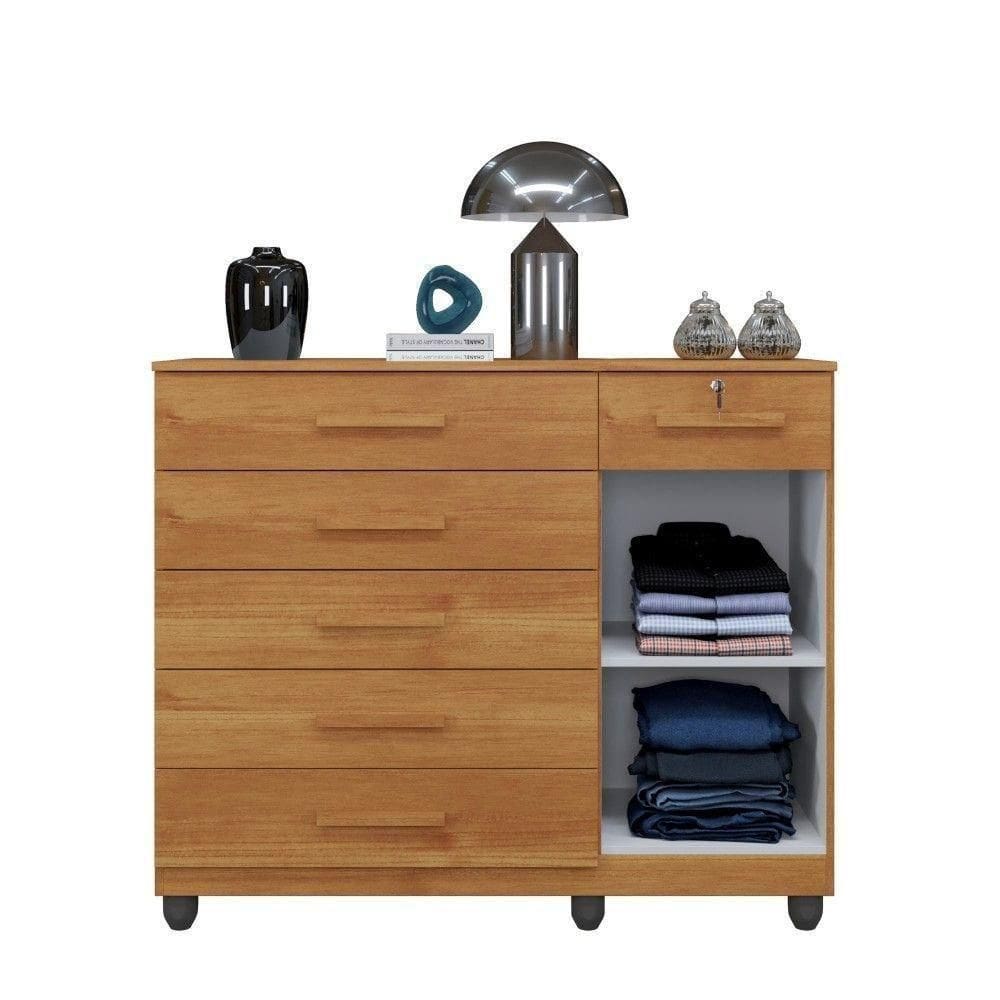 Cômoda Milão 1 Porta 6 Gavetas Benetil Cinamomo