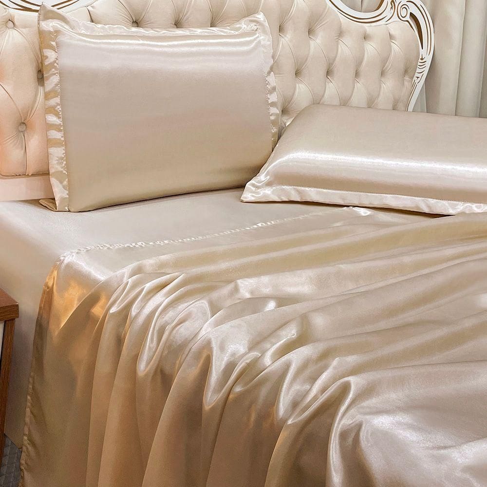 Jogo De Cama Lençol Casal Luxo Charmousse 4 Peças - Chanpagne