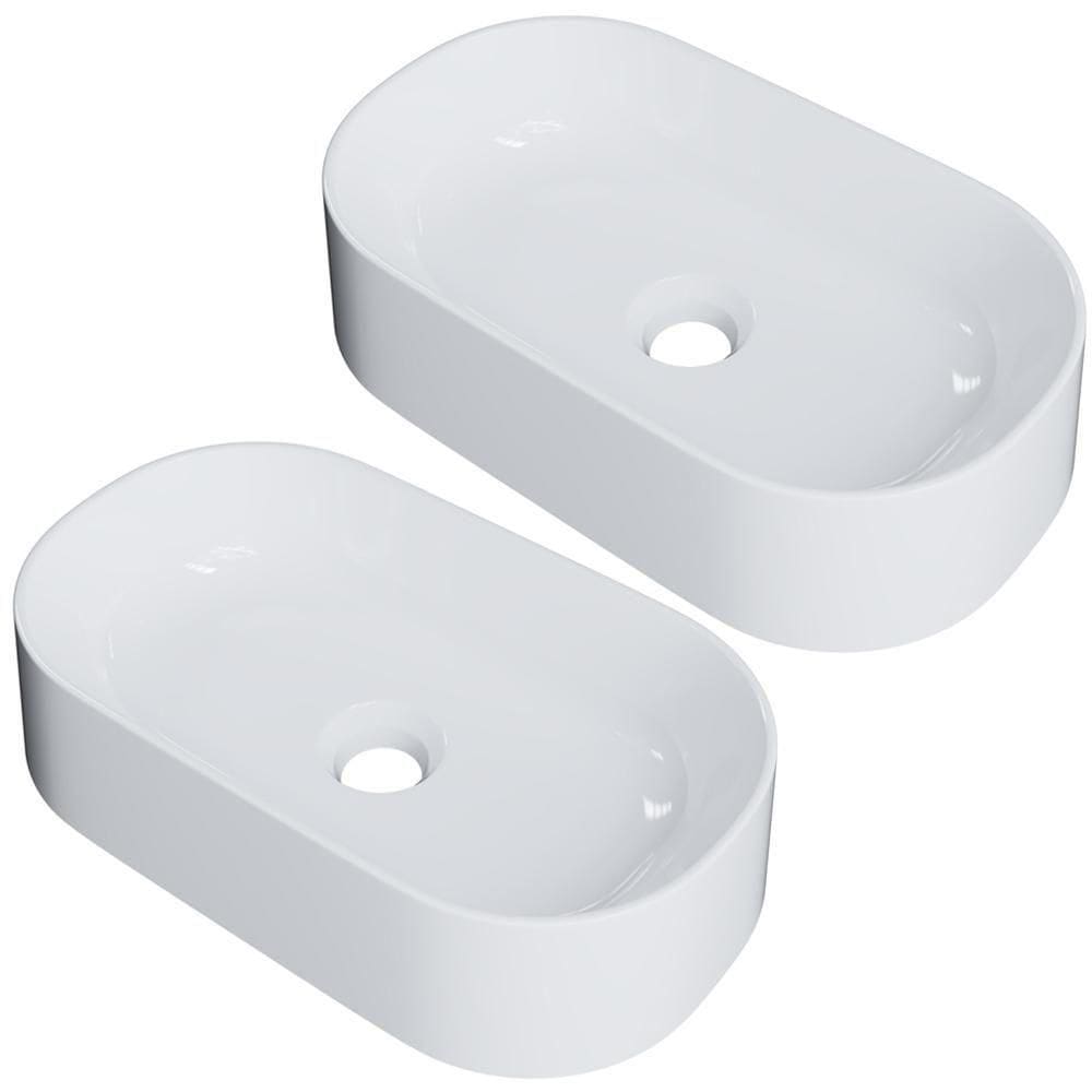 Kit 02 Cubas De Apoio Oval Para Banheiro Lavabo Laila C01 O42w Branco - Lyam