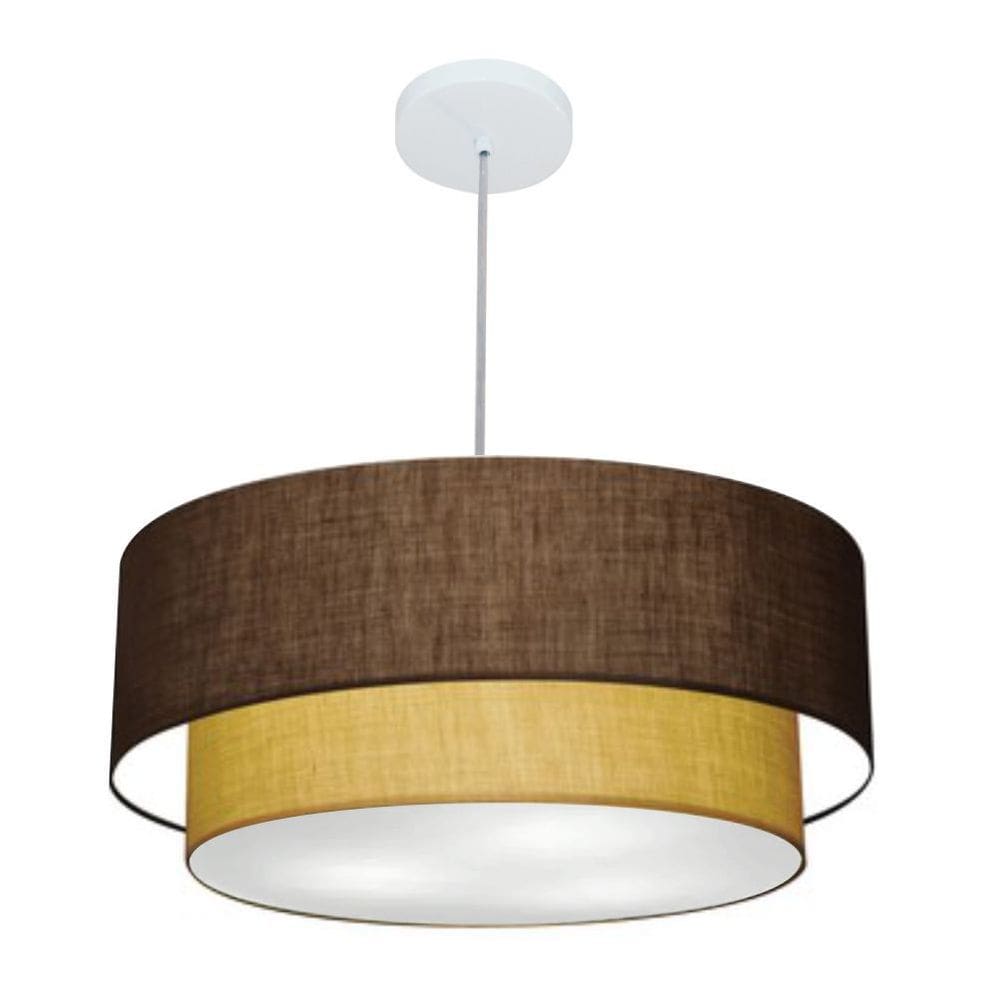Lustre Pendente Duplo Cilíndrico Vivare Md-4352 Cúpula Tecido 55x50cm - Bivolt