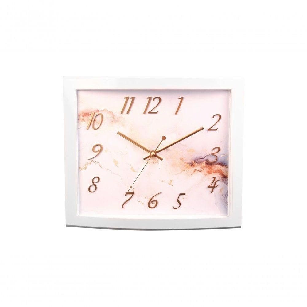 Relógio De Parede Retangular Branco Brilhante Herweg 691242 Único
