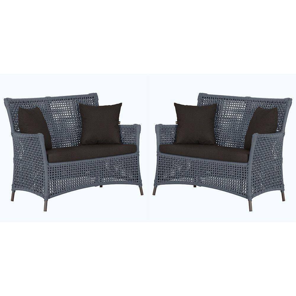 2 Sofás área Externa Igapó Alumínio Marrom Corda Náutica E9 Prata