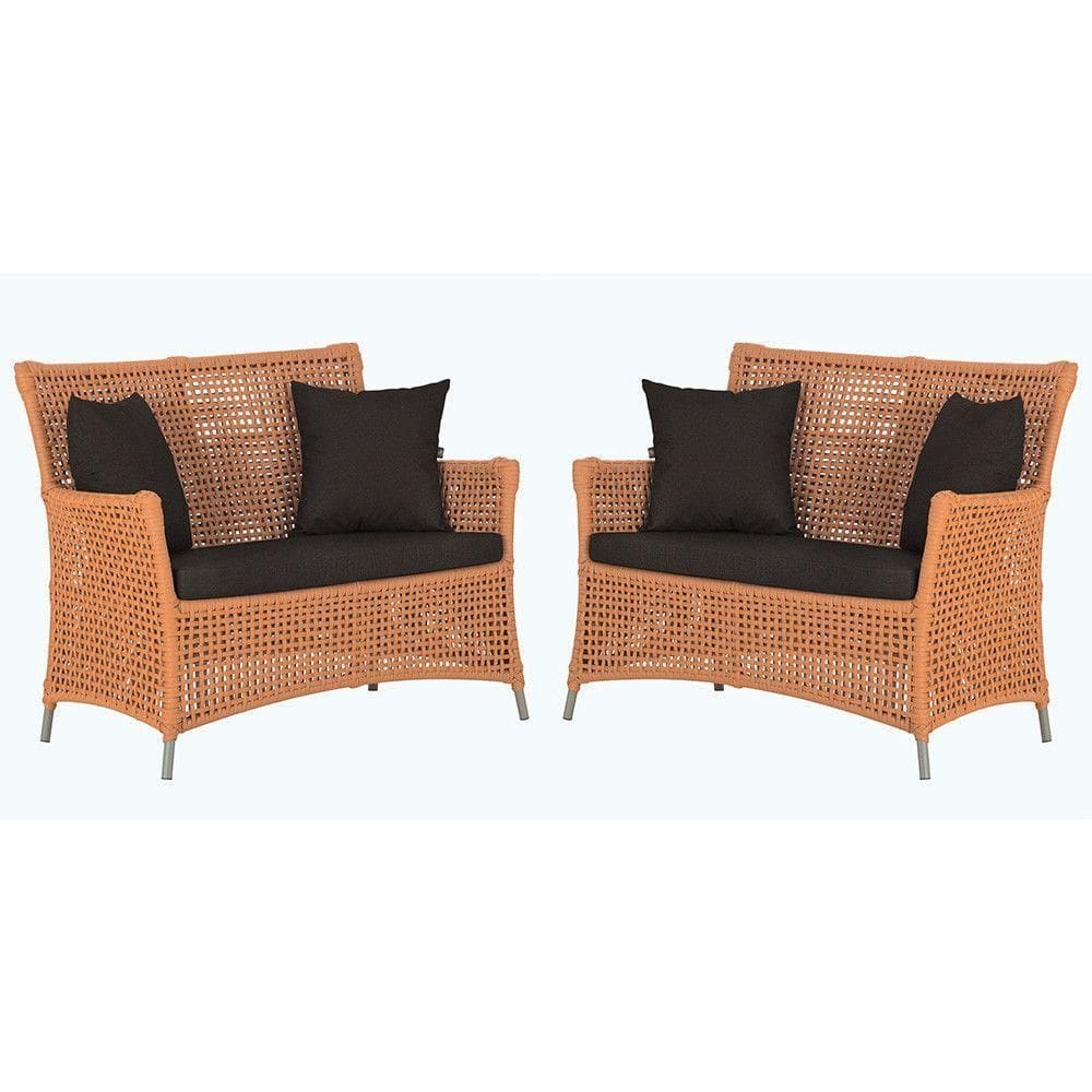 2 Sofás área Externa Igapó Alumínio Fendi Corda Náutica E9 Terra Cota